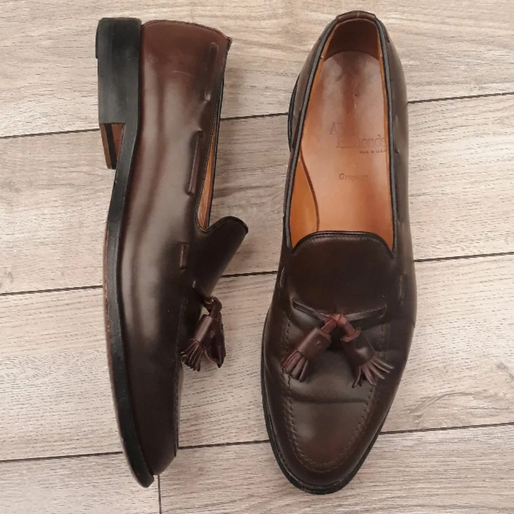 ALLEN EDMONDS Grayson Brown Leather Shell Cordovan Sz 10 A‎ Mens Tassel Loafers